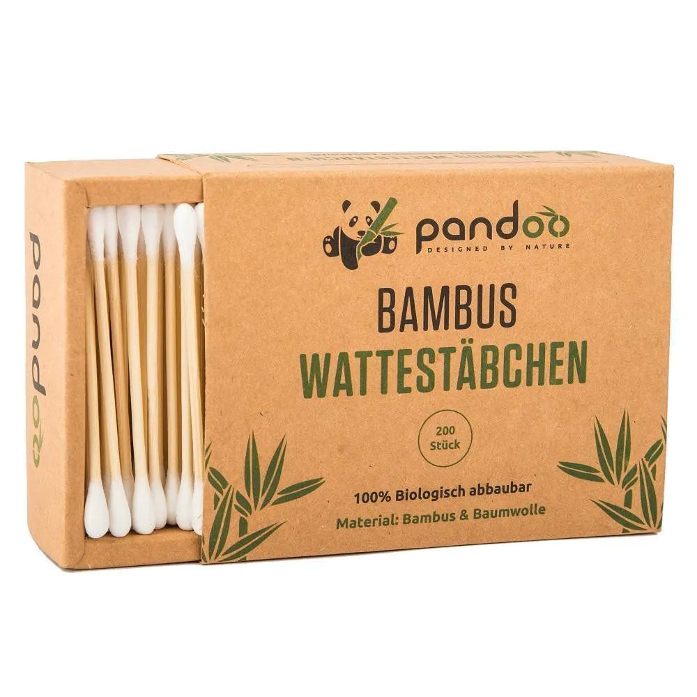 Plastikfreie Wattestäbchen | Bambus und Bio-Baumwolle | 200 Stück